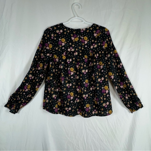 Thereabouts Girls Plus Black Floral Long Poet Sleeve Babydoll Top - 14.5 / 16.5 - Picture 6 of 7